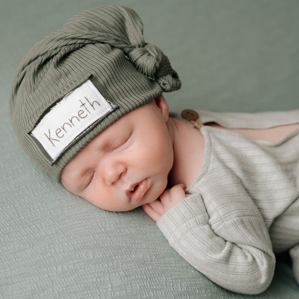 Green hat,going home outfit,gift for baby,baby hat, Personalized Newborn hat, baby name hat, gift for newborn,camo baby, macknbean, preemie