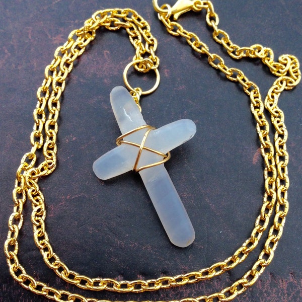 Wire Wrapped Cross Necklace Etsy