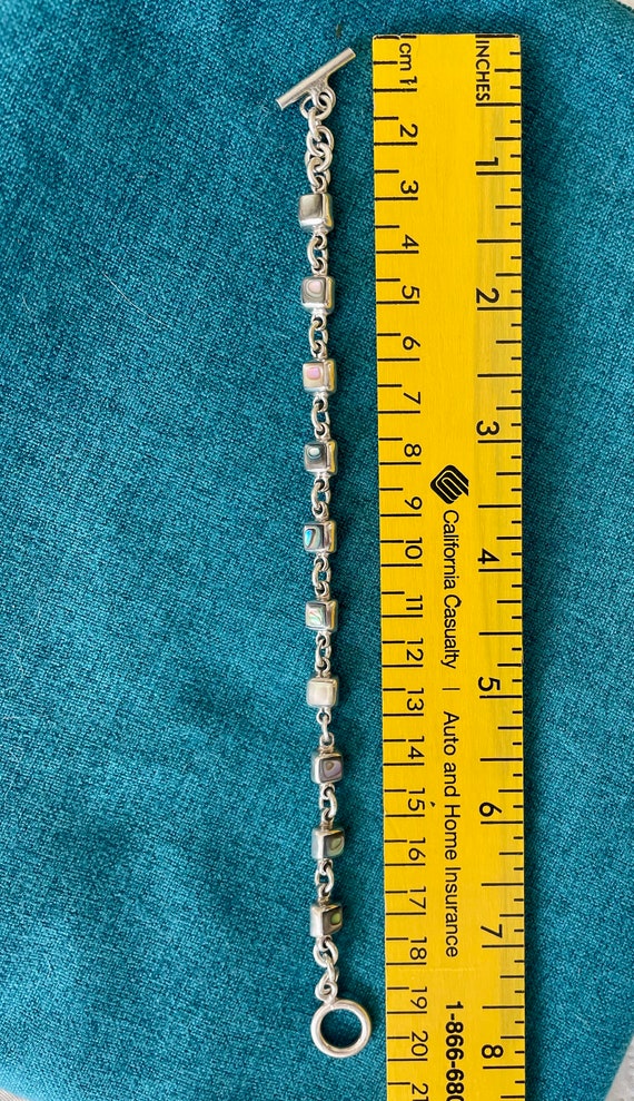 silver and mother of pearl bracelet, 8 in - image 3
