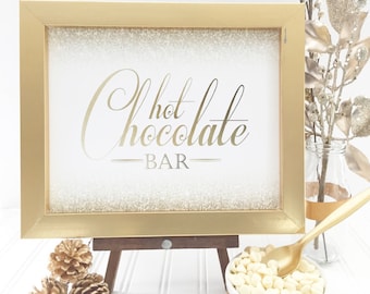 Hot Chocolate Bar Sign - INSTANT DOWNLOAD - "Winter Wonderland" - Printable - Champagne Gold