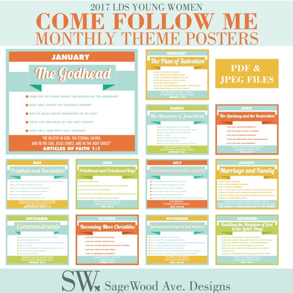 2017 lds mutual theme printable poster package ask of god ask in faith young women theme values come follow me montlhy theme poster themes