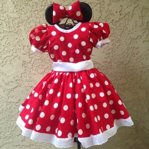 Red Polka Dots Dress Minnie Mouse Inspired Etsy UK