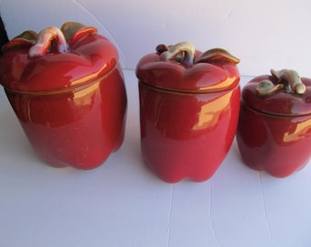 Apple Metal Canisters Etsy