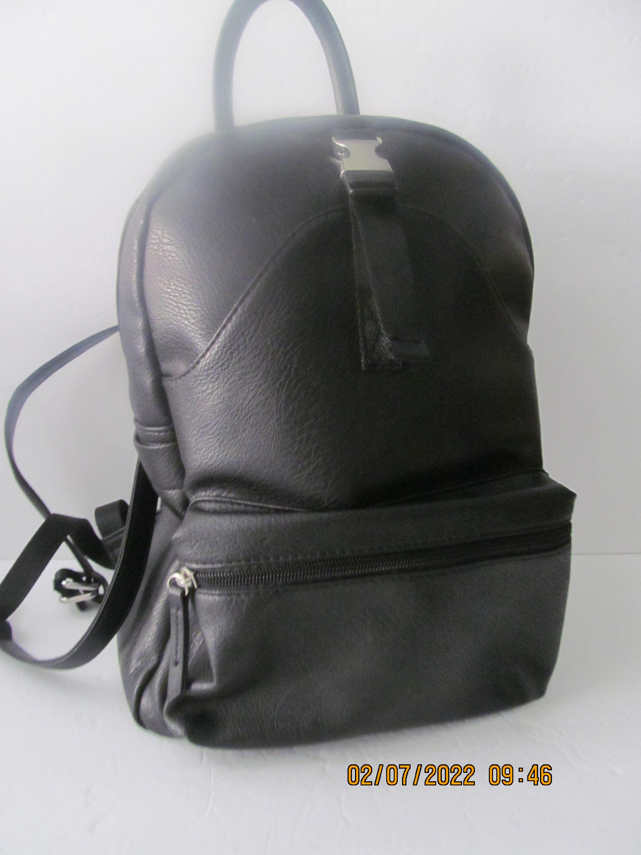 black pleather backpack