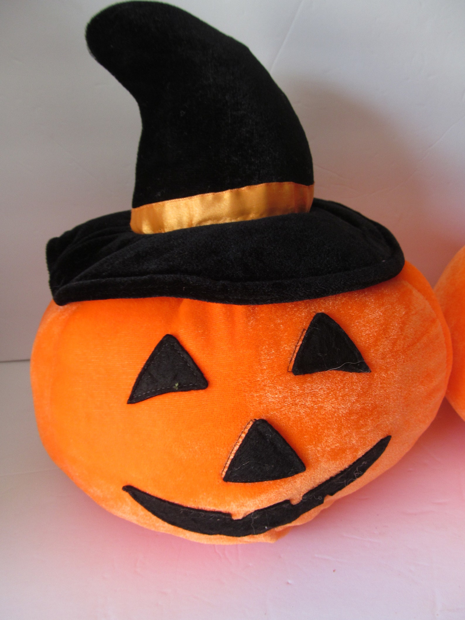 Vintage Jack O Lantern Halloween Plush Pumpkin with Witch Hat Etsy