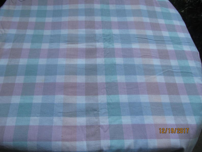 Twin Flat Sheet Checker Flannel Flat Sheet Pink BlueWhite unused