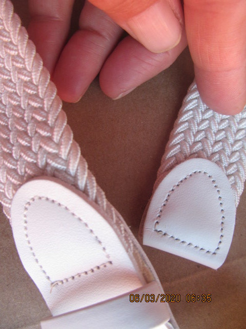 Belt Stretch Braided Belt Tex Tan Color White size Medium NWT Vintage Belt Braided Adjustable