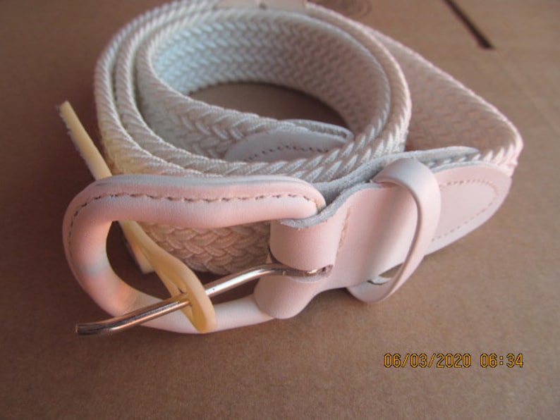 Belt Stretch Braided Belt Tex Tan Color White size Medium NWT Vintage Belt Braided Adjustable