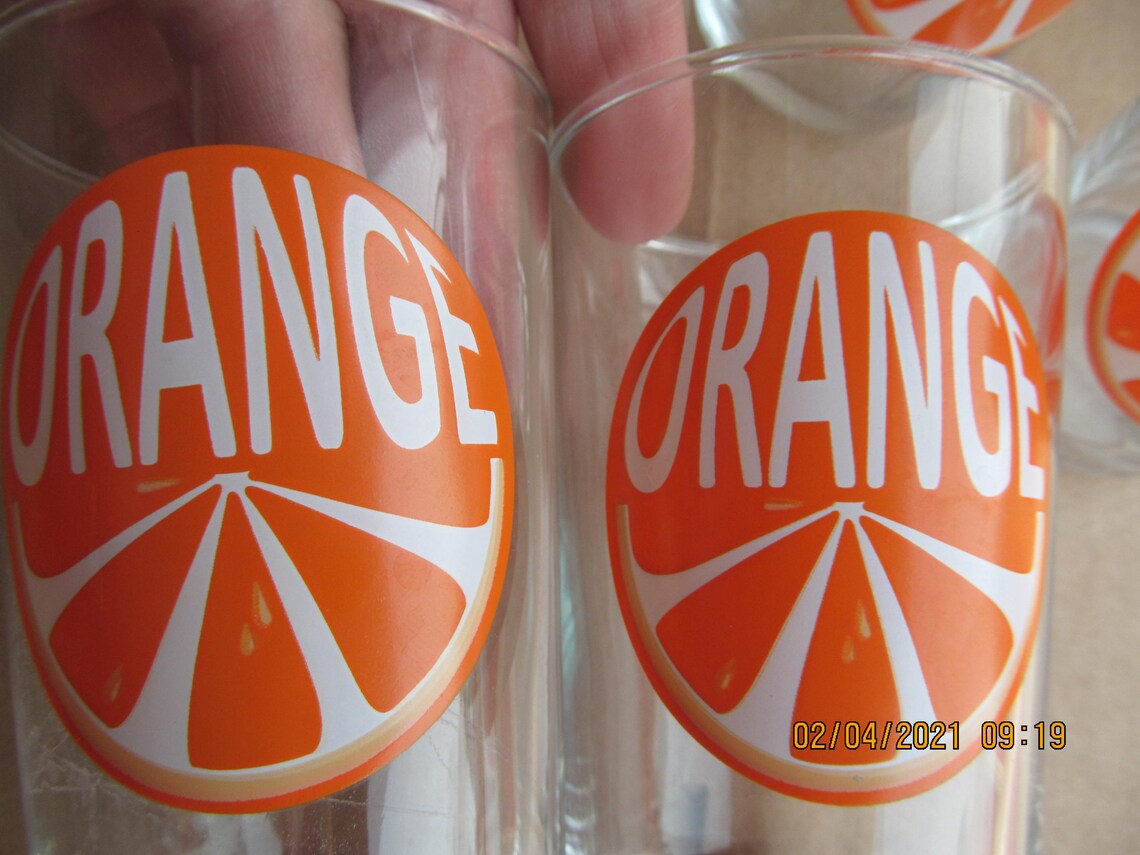 Orange Juice Glasses//set of 4 // small Beverage //Juice Glass Etsy