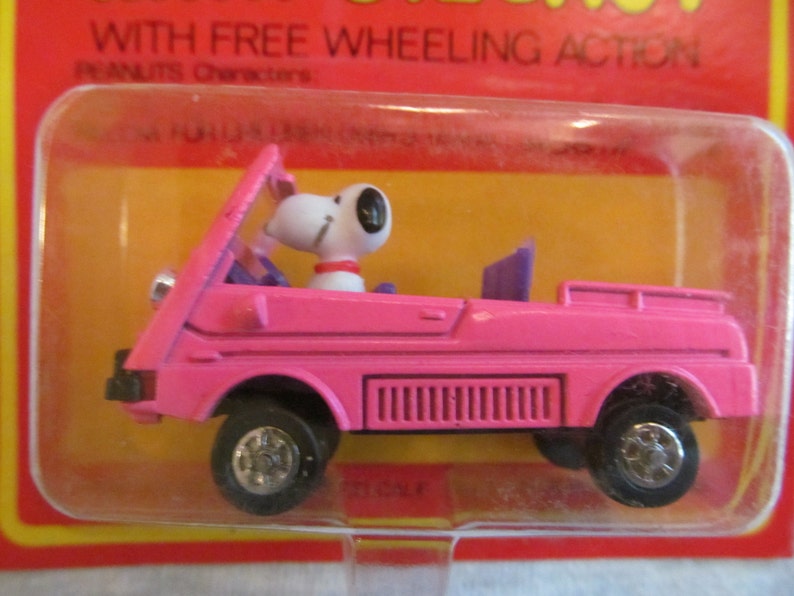 Aviva Mini Diecast Peanuts Snoopy pink Jeep NIP vintage Etsy