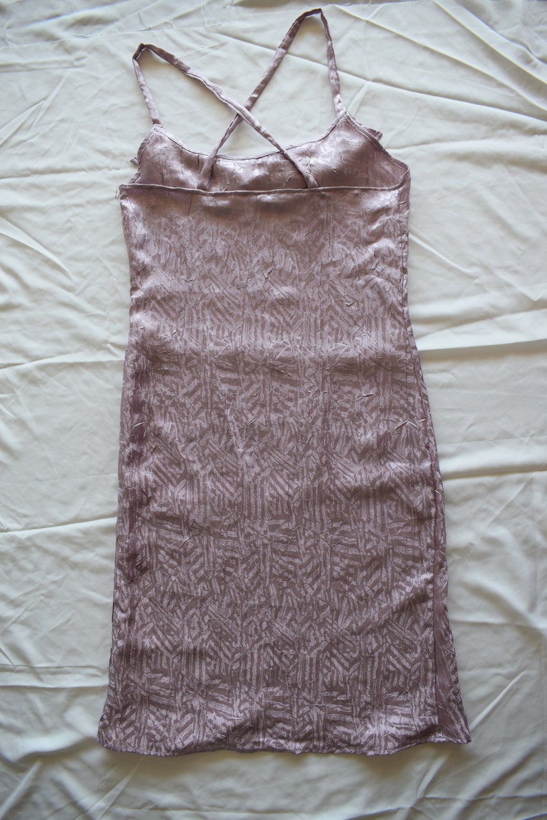 Lavender strappy slip dress with ruffle