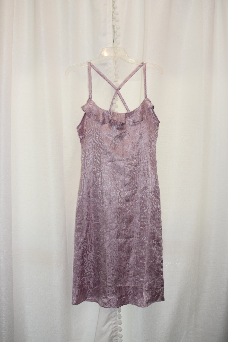 Lavender strappy slip dress with ruffle