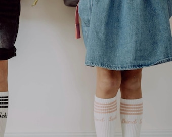 Schoolchild socks, back-to-school gift, pink, size 28-34, knee-high