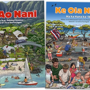 Special Hawaiian book set - colorful illustrated vocab books for keiki and people of all ages! &quot;Ke Ao Nani&quot; & &quot;Ke Ola Nani.&quot; Ships Free US