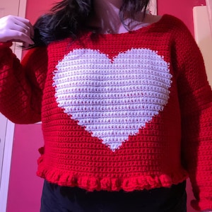 Cropped Heart Sweater Crochet *PATTERN ONLY*