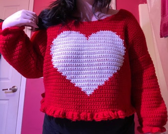 Cropped Heart Sweater Crochet *PATTERN ONLY*