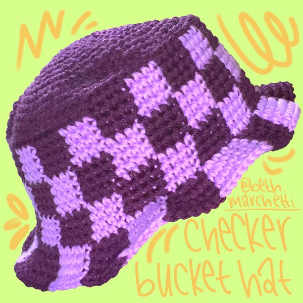 Checker Bucket Hat | Crochet | *PATTERN ONLY*