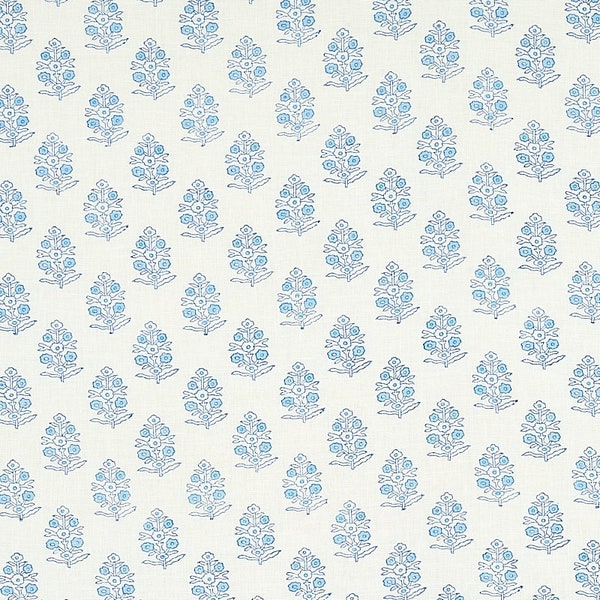 Schumacher Aditi Handblocked print in Blue, 1.8 yards