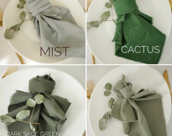 Green linen napkins / Washed linen napkins / Rental friendly / Easter napkins / Everyday cloth napkins / Unpaper napkins