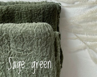 Gauze runner / Sage Green Wedding Table Runner / Rustic Decor for Garden Weddings / Summer Picnic Greenery Runner / Rustic Wedding