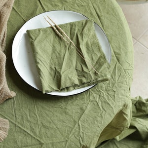 OLIVE cotton napkins / Raw edges / Plant hand dyed / Simple, useful and sustainable made napkins / Made in Ukraine / Green cotton napkins image 7