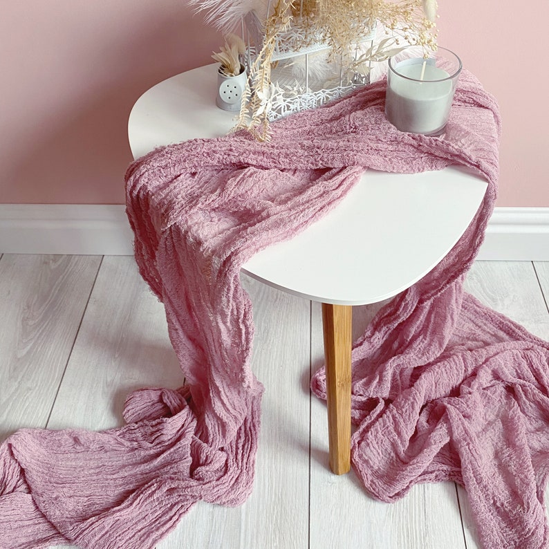Vintage Mauve gauze table runner Rustic cheesecloth runner in Etsy