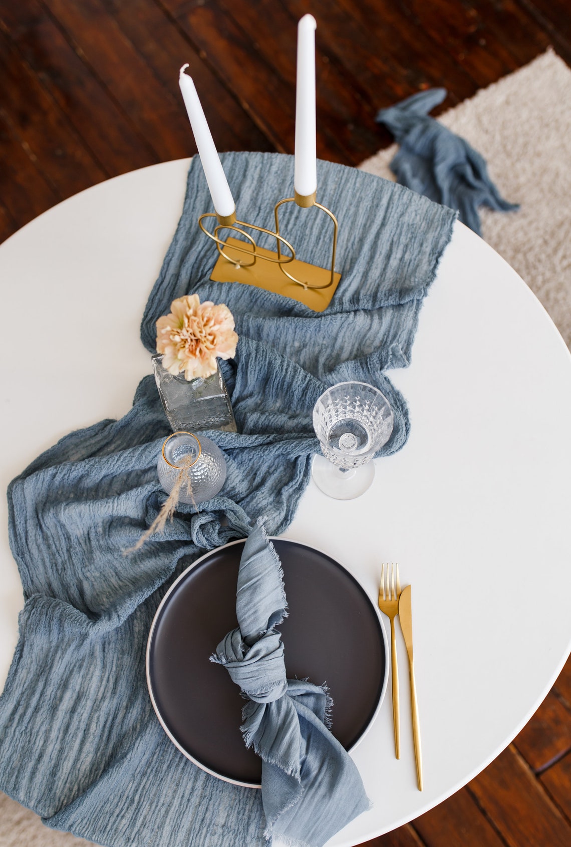 DUSTY BLUE Cotton Napkins Boho Napkins Wedding Napkin Table Etsy