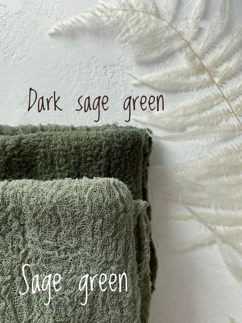 Gauze runner / Sage Green Wedding Table Runner / Rustic Decor for Garden Weddings / Summer Picnic Greenery Runner / Rustic Wedding image 1