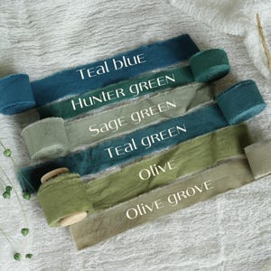 Handmade Green Organic Cotton Ribbon: Torn Edge Fabric, Bridal Bouquet