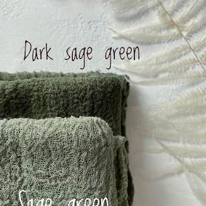 Sage Green Cheesecloth Table Runner for Garden Wedding, Rustic Long Cotton Runner, Green Decor for Summer Picnic and Greenery