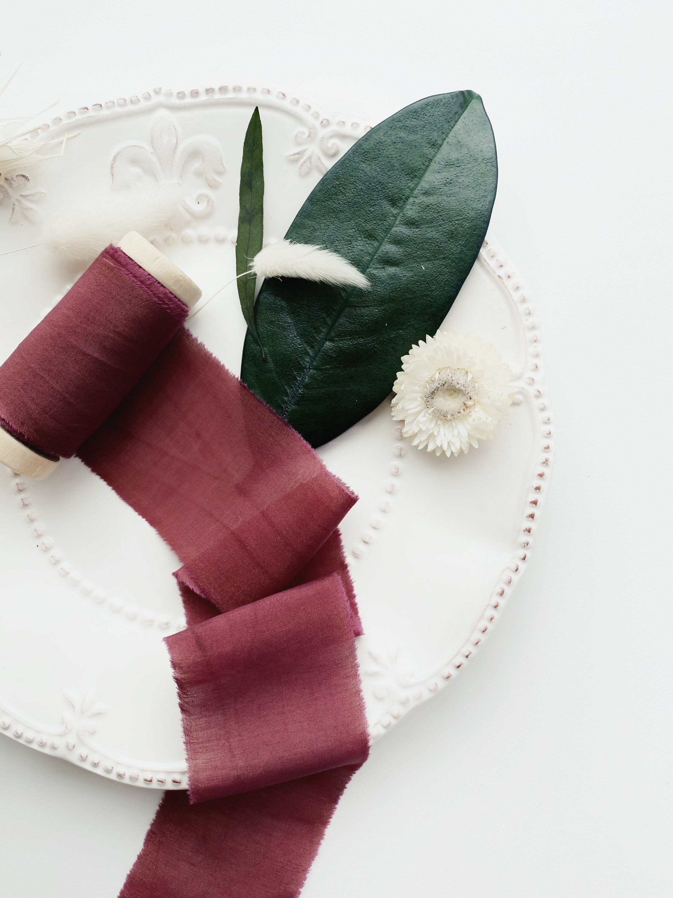 WINE color hand dyed silkcotton ribbon for bridal bouquet Etsy