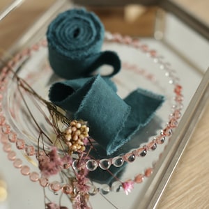 Dispatches from USA /TEAL GREEN  cotton ribbons for invitations or wedding bouquet Hand dyed premium cotton Green ribbon collection