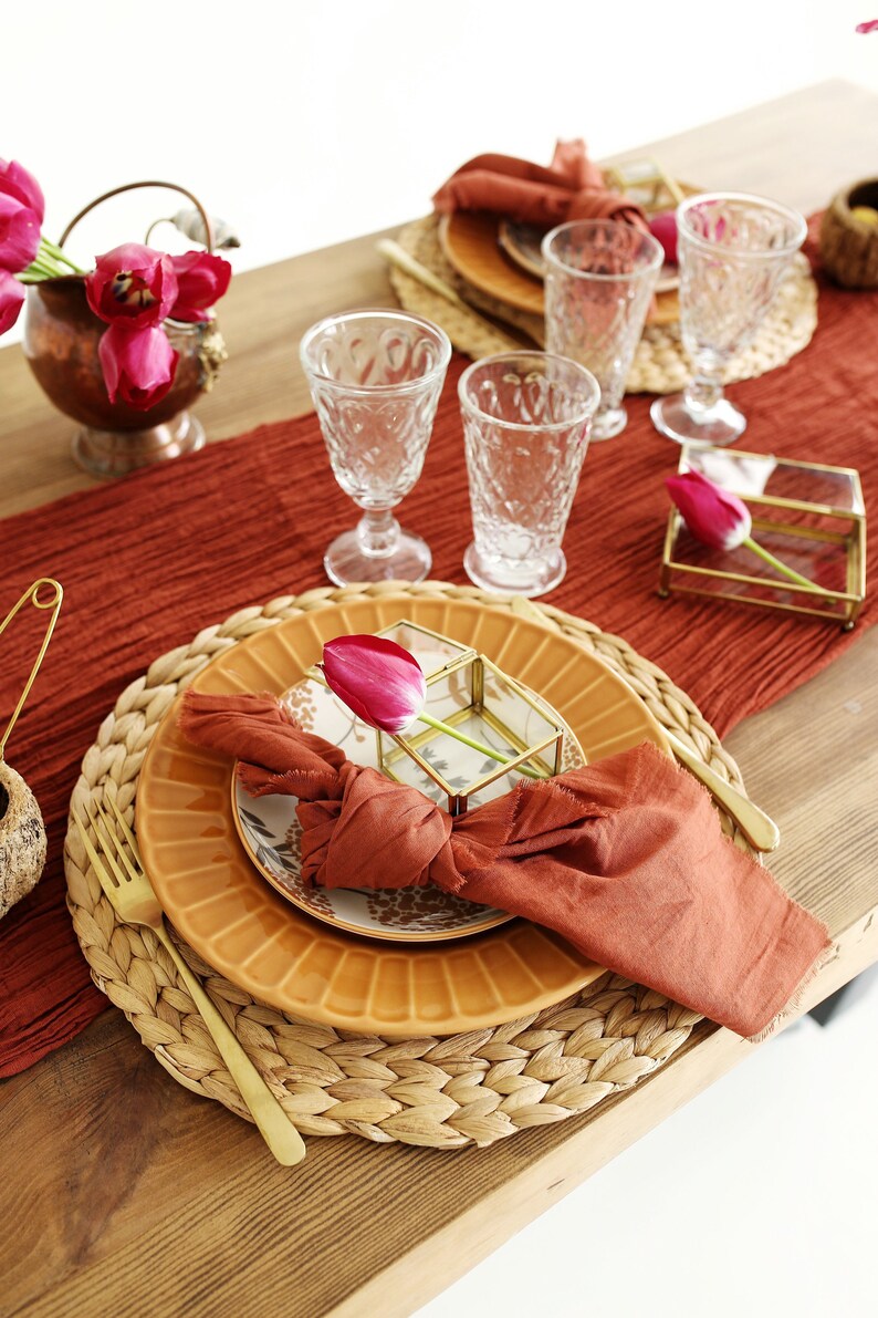 DOUBLE GAUZE Table Runner in Terracotta Colour/thick Gauze Etsy