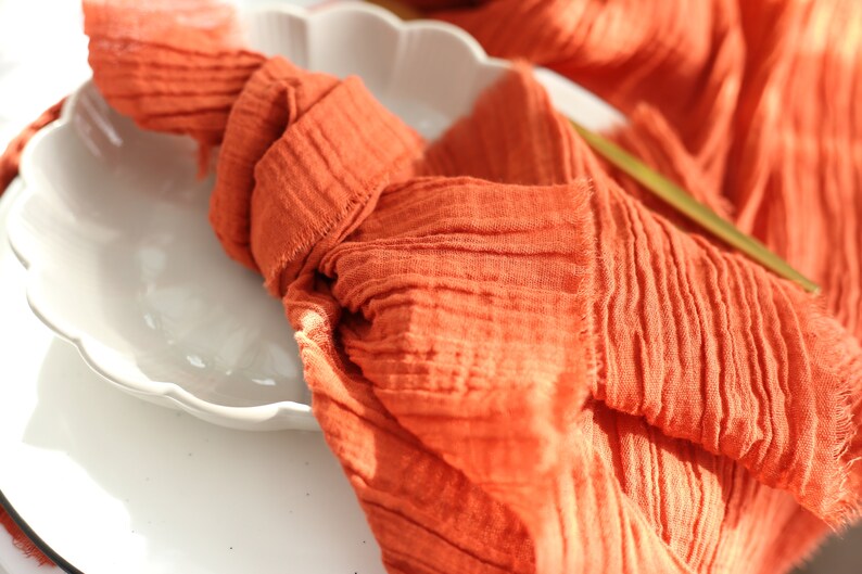 DOUBLE GAUZE Table Runner in Terracotta Colour/thick Gauze Etsy