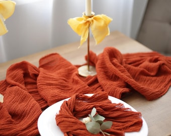 Terracotta Table Runner, Wedding Table Runner, Gauze Table Runner, Cheesecloth Runner, Summer Table Runner, Handmade Boho Decor