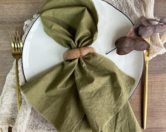 Hand-Dyed Olive Green Cotton Napkins: Wedding & Cocktail Party Decor