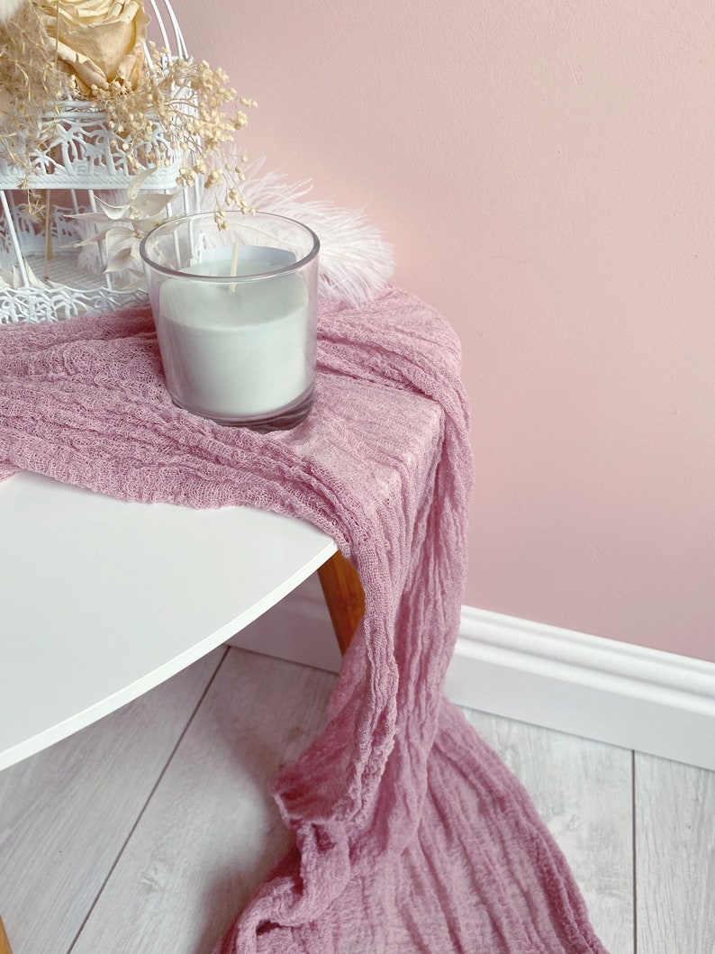 Vintage Mauve gauze table runner Rustic cheesecloth runner in Etsy