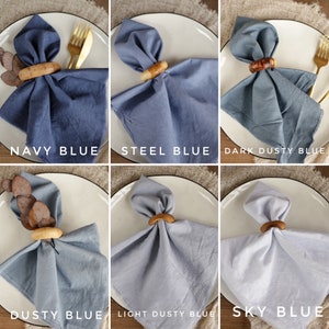 Cloth napkins Wedding napkins Dusty blue napkins image 1