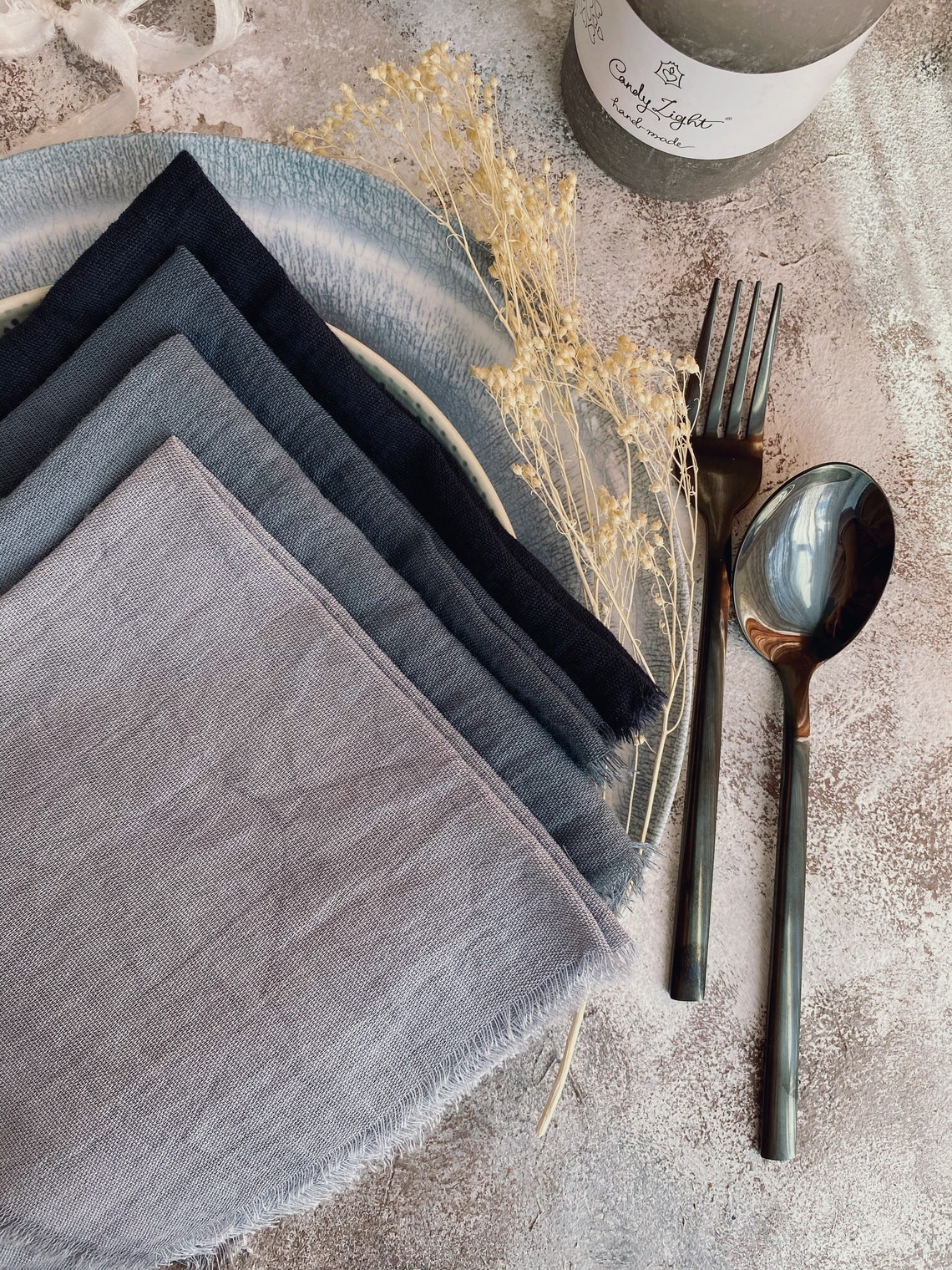 DARK GREY Cotton Napkins Wedding Napkin Boho Napkins Dyed Etsy