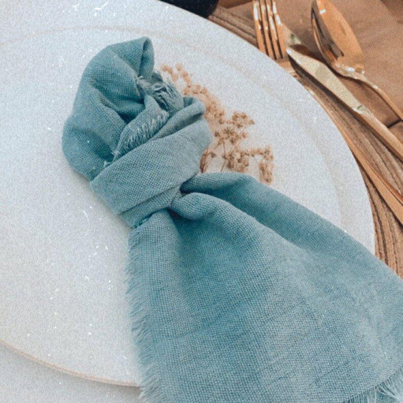DUSTY BLUE cotton dinner napkins Napkins for wedding Wedding Etsy