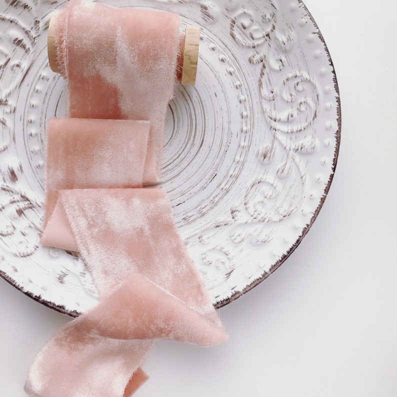 Blush Ribbon Pink Ribbon Bouquets Ribbon Silk Velvet Ribbon Etsy