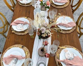 Handmade Gauze Table Runner, Rustic Wedding Table Decor, Eco Friendly Wedding Decor, Soft Organic Fabric for Weddings, Custom Table Runner