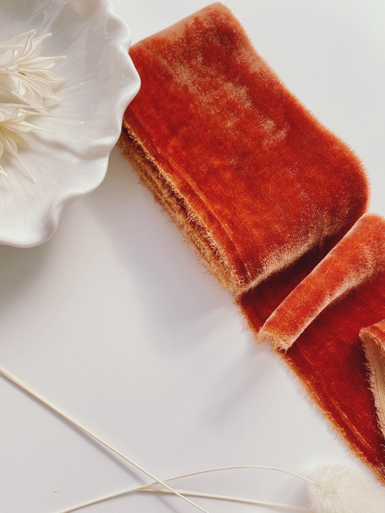 COOPER silk velvet ribbon Bridal bouquet hand dyed ribbon Etsy