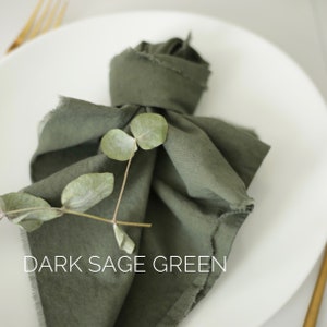 Wedding napkins / Rustic table wedding decor / Sage green wedding / Sage green home decor Dark sage green