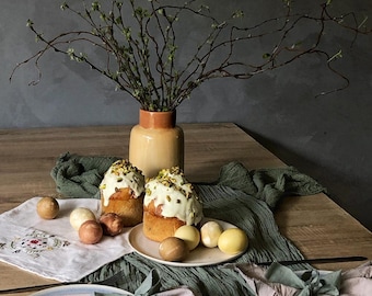 Cheesecloth / Cheesecloth table runner / DOUBLE GAUZE / Cheesecloth wrap / Dark sage green cotton cheesecloth /Cheese cloth Musselin