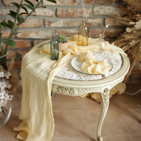 Boho table runner / CHAMPAGNE color gauze table runner / Wedding centrepiece / Colored cheesecloth / Sand cotton gauze fabric /
