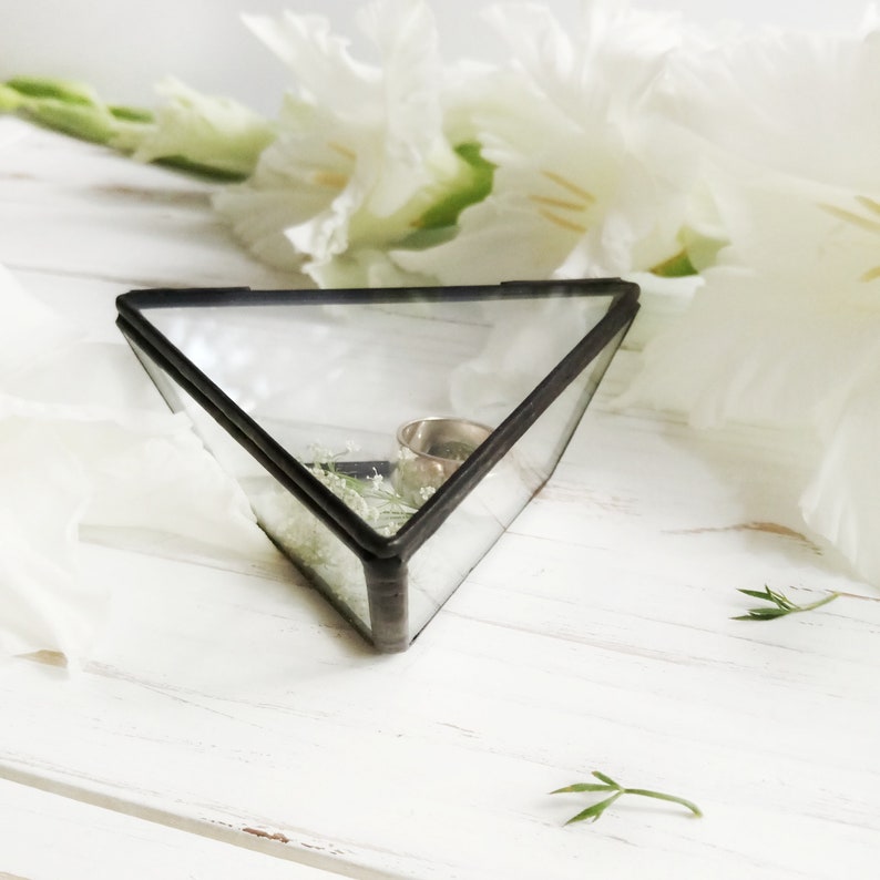 Clear glass ring holder for rustic wedding Glass wedding decor Etsy