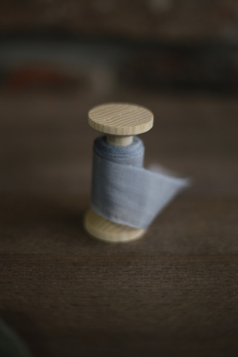 Ruban de soie teint à la main / Ruban bleu clair / Ruban déchiré à la main / Décoration de mariage bleu poudré image 4