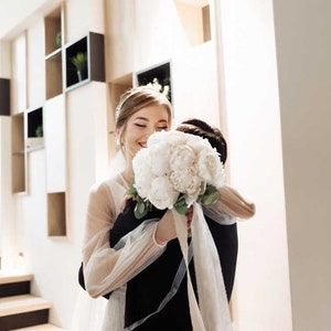 Cinta de seda teñida a mano MARFIL para ramo de novia Cinta de seda de boda