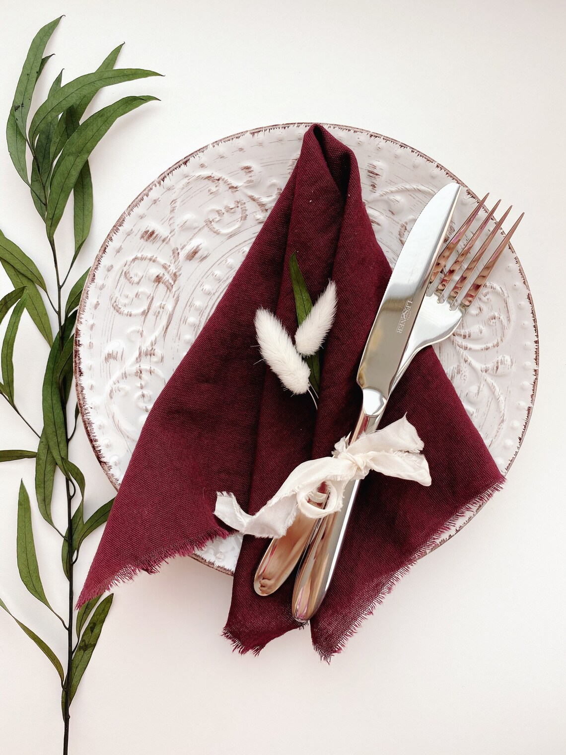 Double cotton WINE color napkins Raw edges cotton napkins Etsy